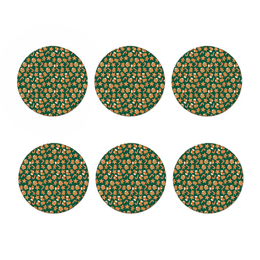 Gingerbread Cookies Pattern Print Coaster Set