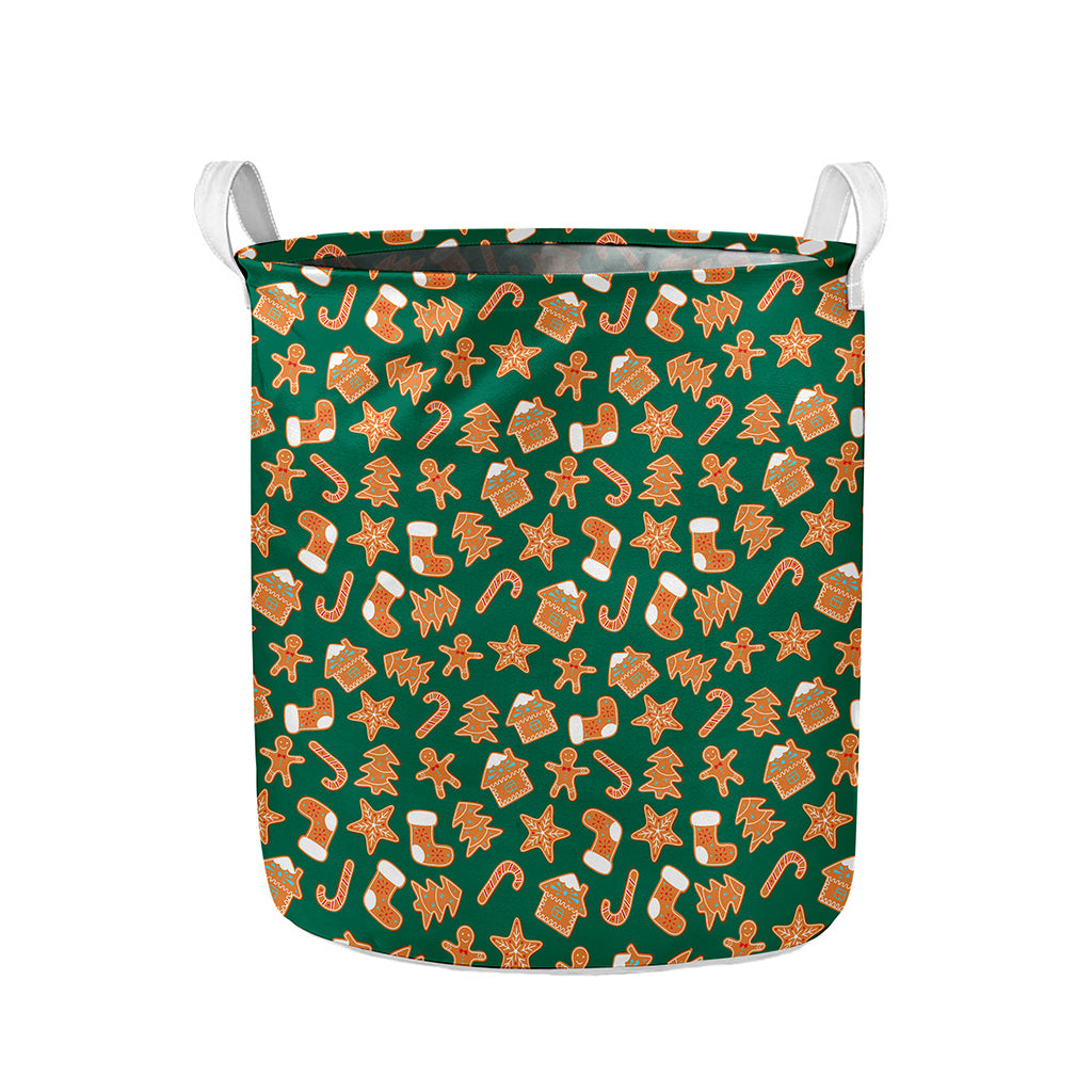 Gingerbread Cookies Pattern Print Collapsible Laundry Basket