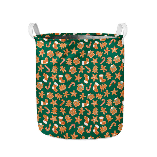 Gingerbread Cookies Pattern Print Collapsible Laundry Basket