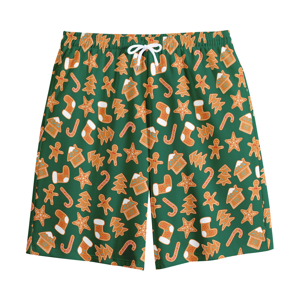 Gingerbread Cookies Pattern Print Cotton Shorts