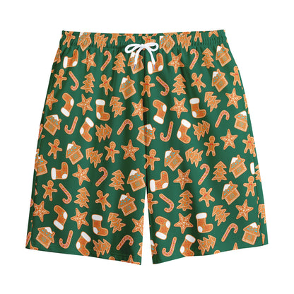 Gingerbread Cookies Pattern Print Cotton Shorts