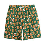 Gingerbread Cookies Pattern Print Cotton Shorts