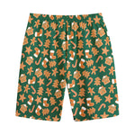Gingerbread Cookies Pattern Print Cotton Shorts