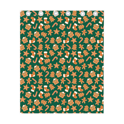 Gingerbread Cookies Pattern Print Curtain