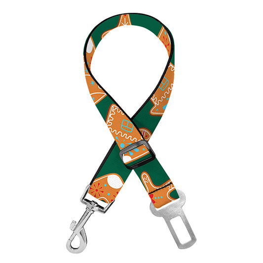 Gingerbread Cookies Pattern Print Dog Seat Belt