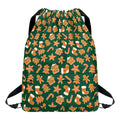 Gingerbread Cookies Pattern Print Drawstring Backpack