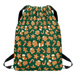 Gingerbread Cookies Pattern Print Drawstring Backpack