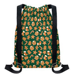 Gingerbread Cookies Pattern Print Drawstring Backpack