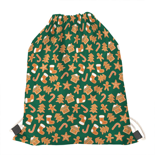 Gingerbread Cookies Pattern Print Drawstring Bag