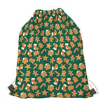 Gingerbread Cookies Pattern Print Drawstring Bag