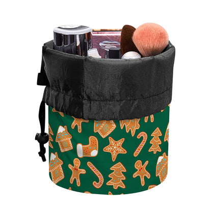 Gingerbread Cookies Pattern Print Drawstring Makeup Bag