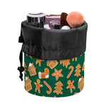 Gingerbread Cookies Pattern Print Drawstring Makeup Bag