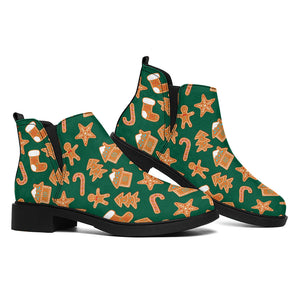 Gingerbread Cookies Pattern Print Flat Ankle Boots