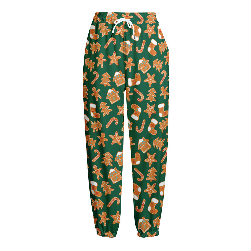 Gingerbread Cookies Pattern Print Fleece Lined Knit Pants