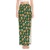 Gingerbread Cookies Pattern Print High Slit Maxi Skirt