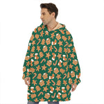 Gingerbread Cookies Pattern Print Hoodie Blanket