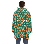 Gingerbread Cookies Pattern Print Hoodie Blanket