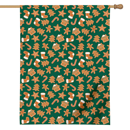 Gingerbread Cookies Pattern Print House Flag