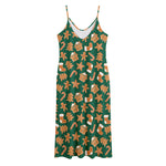 Gingerbread Cookies Pattern Print Jersey Midi Cami Dress