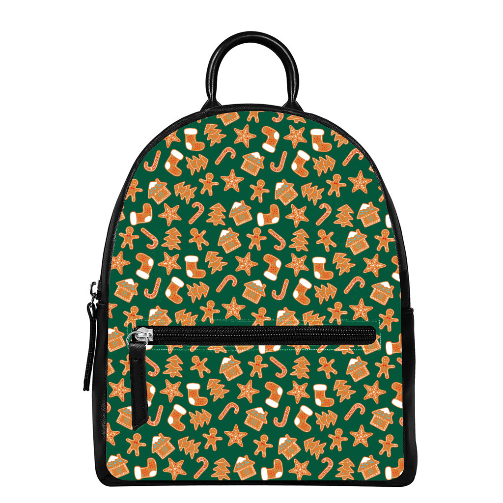Gingerbread Cookies Pattern Print Leather Backpack