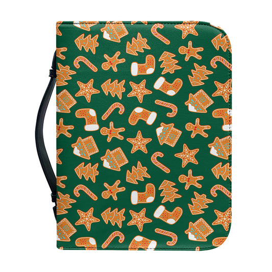 Gingerbread Cookies Pattern Print Leather Bible Cover