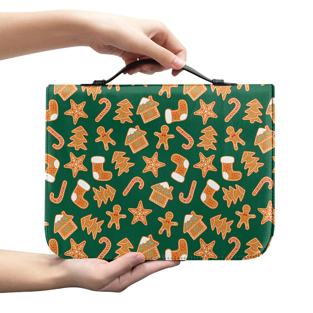 Gingerbread Cookies Pattern Print Leather Bible Cover