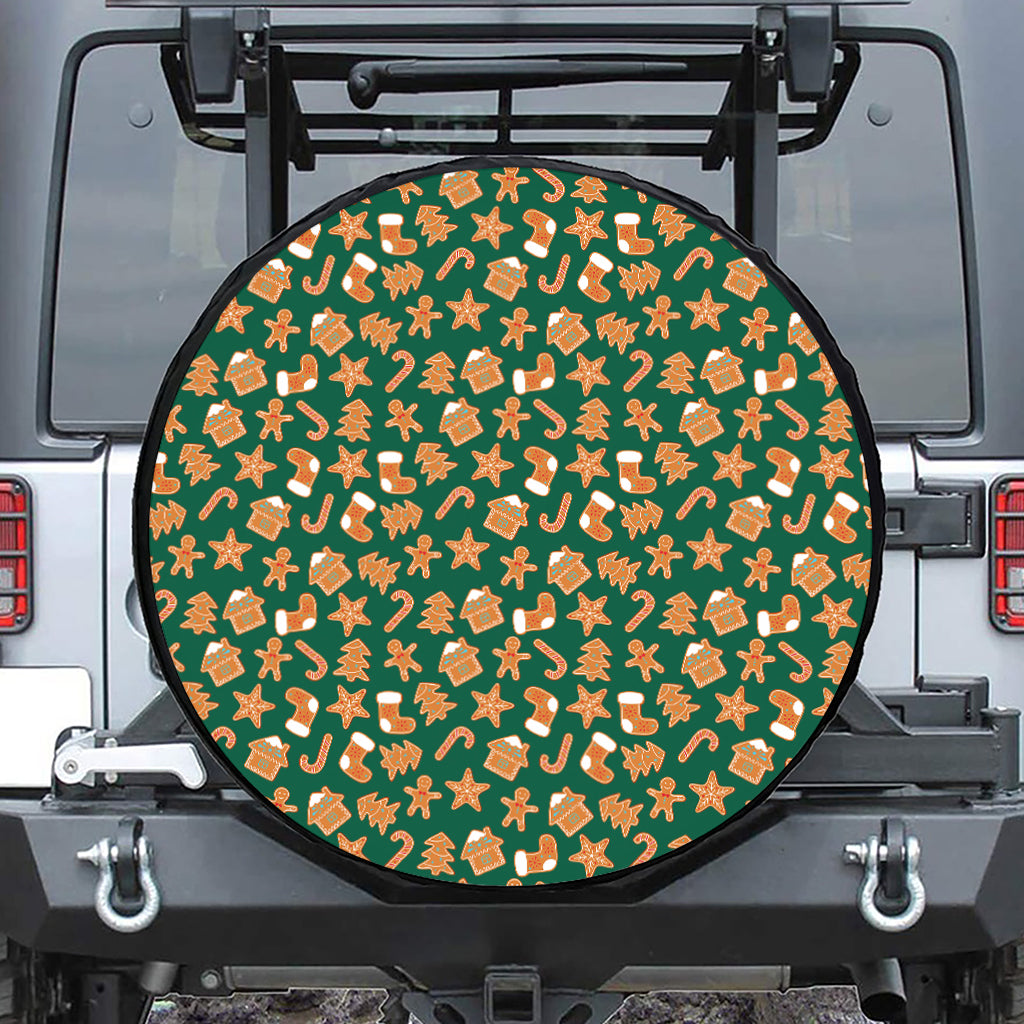Gingerbread Cookies Pattern Print Leather Spare Tire Cover