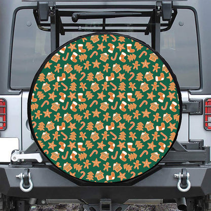 Gingerbread Cookies Pattern Print Leather Spare Tire Cover