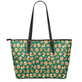 Gingerbread Cookies Pattern Print Leather Tote Bag With Zipper