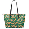 Gingerbread Cookies Pattern Print Leather Tote Bag