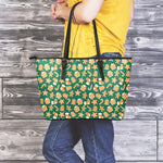 Gingerbread Cookies Pattern Print Leather Tote Bag