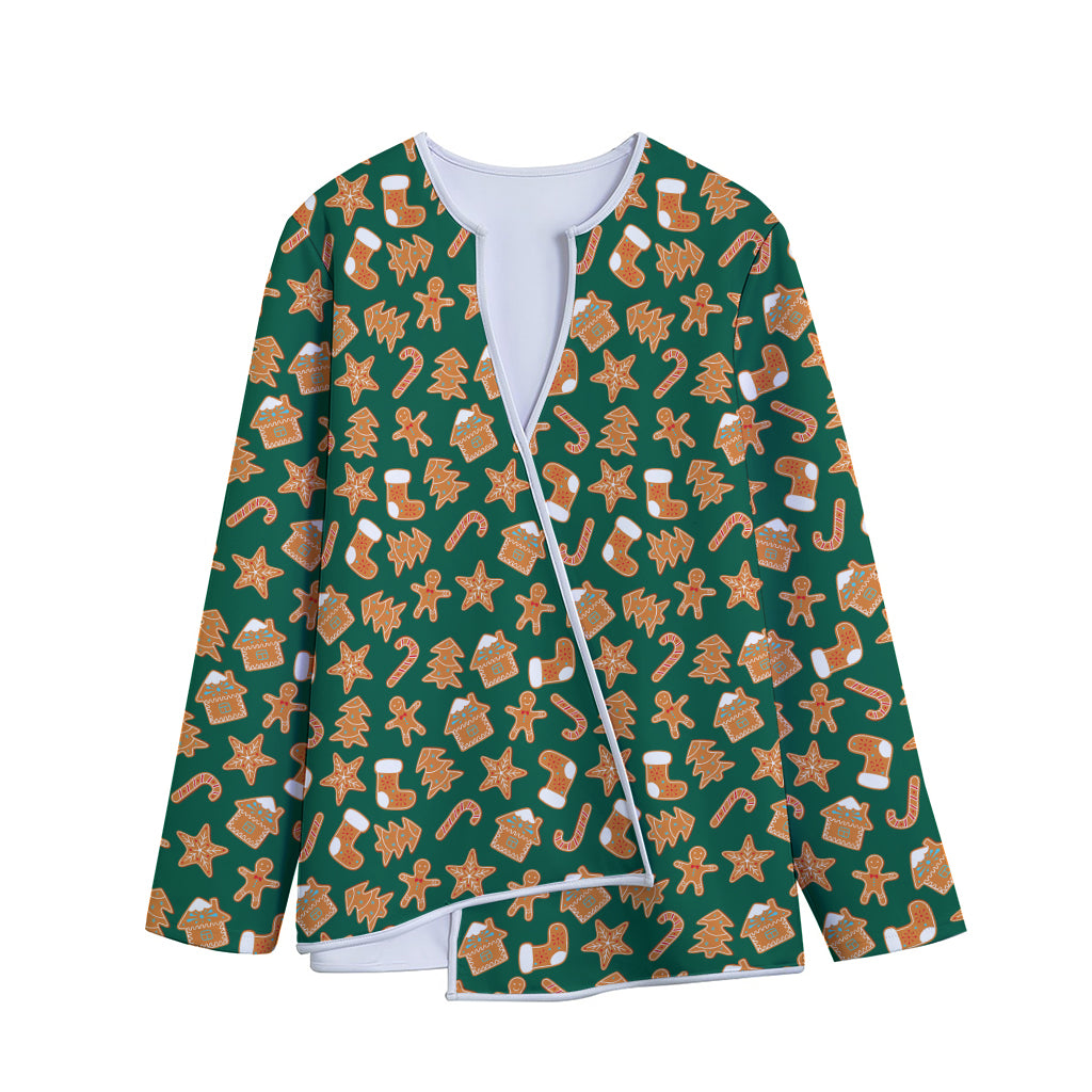 Gingerbread Cookies Pattern Print Long Sleeve Short Coat