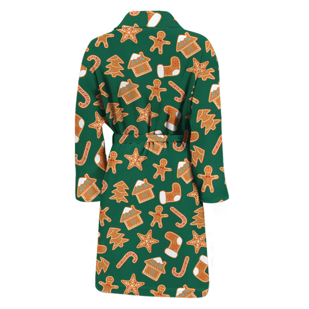 Gingerbread Cookies Pattern Print Men's Bathrobe