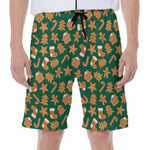 Gingerbread Cookies Pattern Print Men's Beach Shorts