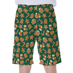 Gingerbread Cookies Pattern Print Men's Beach Shorts
