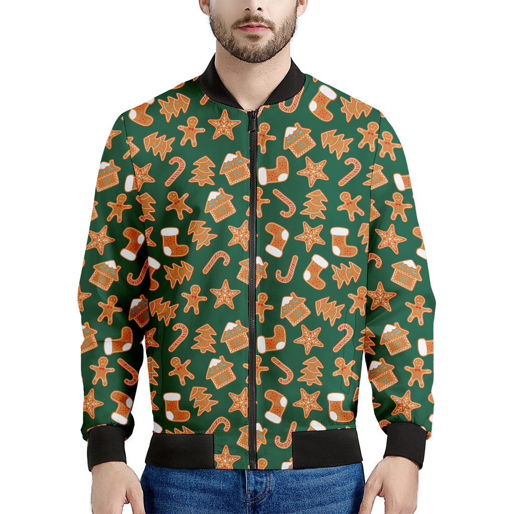 Gingerbread Cookies Pattern Print Men's Bomber Jacket