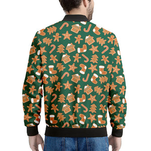 Gingerbread Cookies Pattern Print Men's Bomber Jacket