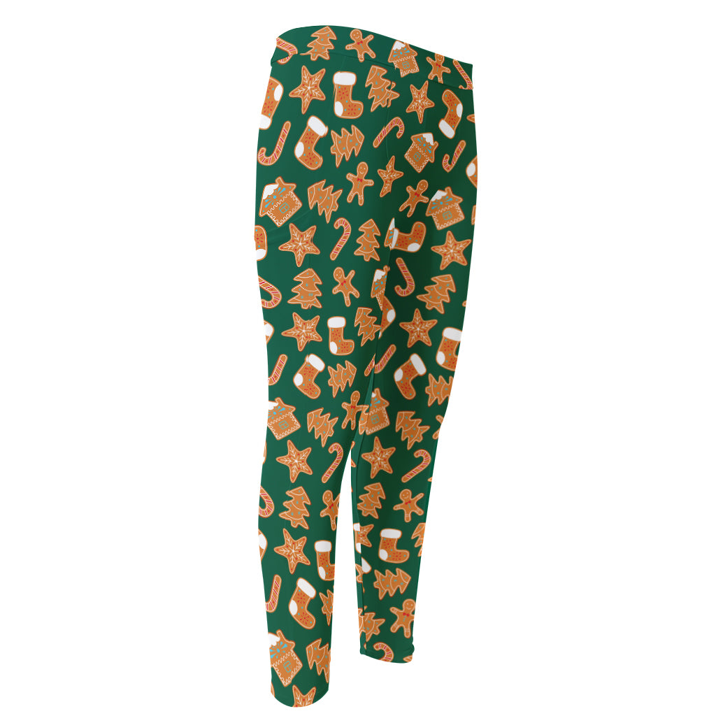 Gingerbread Cookies Pattern Print Men's Compression Pants