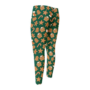 Gingerbread Cookies Pattern Print Men's Compression Pants