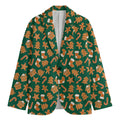 Gingerbread Cookies Pattern Print Men's Cotton Blazer