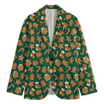 Gingerbread Cookies Pattern Print Men's Cotton Blazer