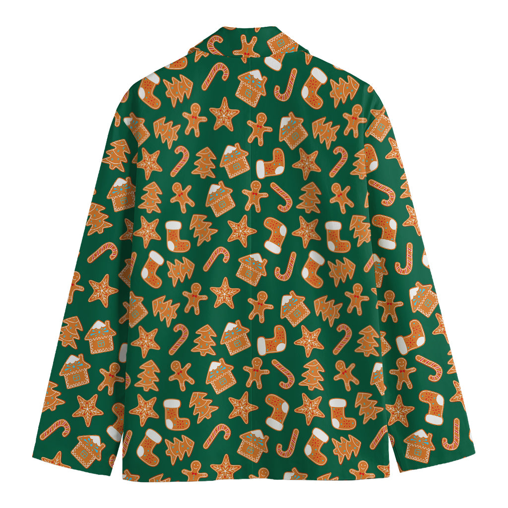 Gingerbread Cookies Pattern Print Men's Cotton Blazer