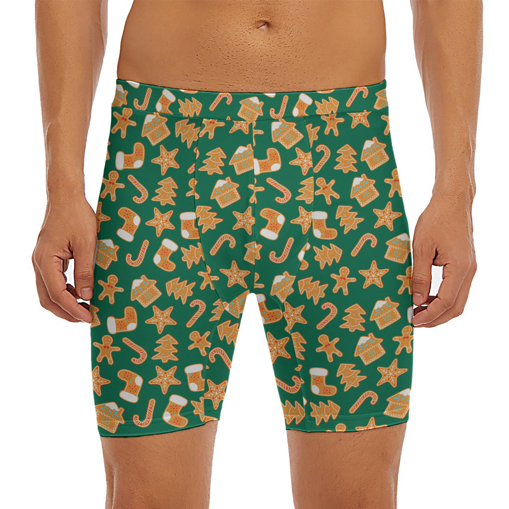 Gingerbread Cookies Pattern Print Men's Long Boxer Briefs
