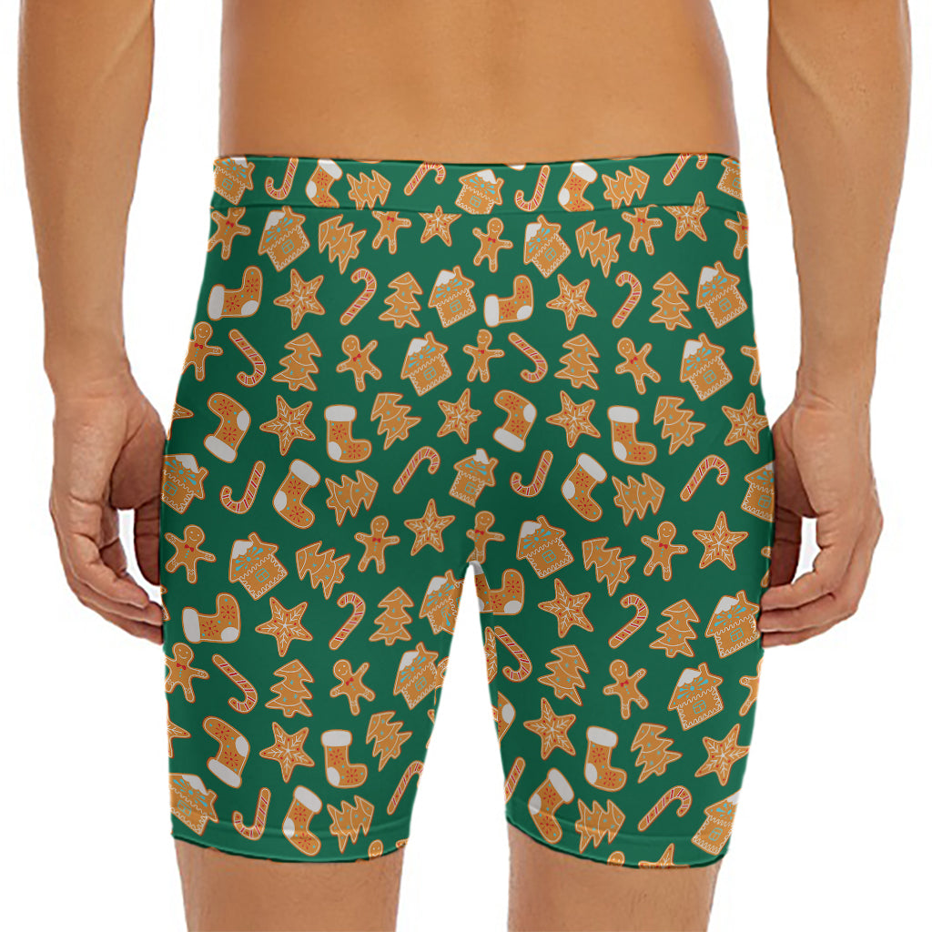 Gingerbread Cookies Pattern Print Men's Long Boxer Briefs