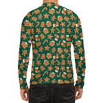 Gingerbread Cookies Pattern Print Men's Long Sleeve Rash Guard