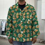 Gingerbread Cookies Pattern Print Men's Shirt Jacket