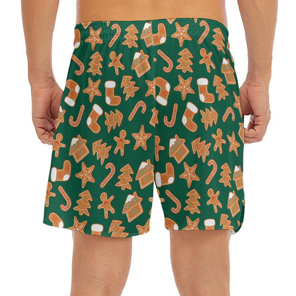 Gingerbread Cookies Pattern Print Men's Split Running Shorts
