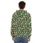 Gingerbread Cookies Pattern Print Men's Velvet Pullover Hoodie