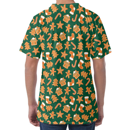 Gingerbread Cookies Pattern Print Men's Velvet T-Shirt