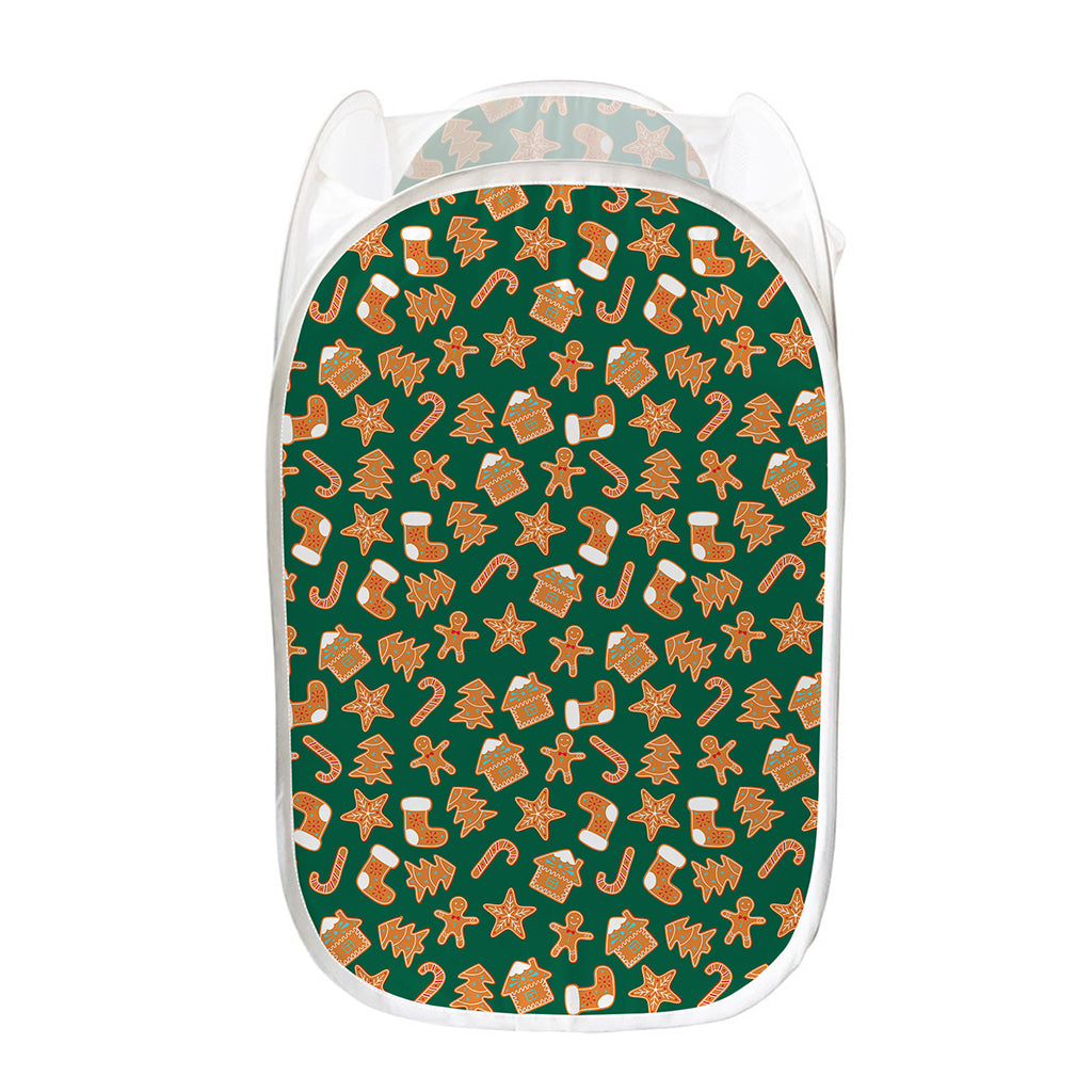 Gingerbread Cookies Pattern Print Mesh Laundry Hamper
